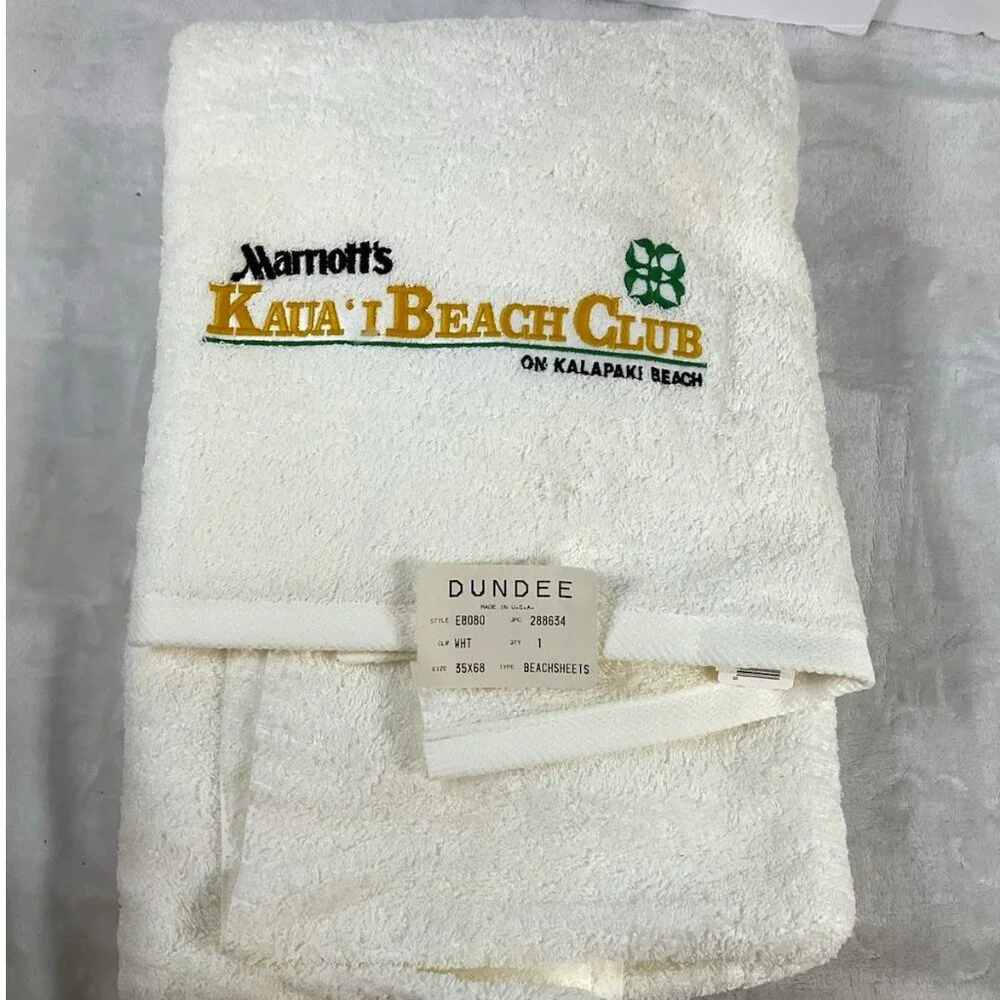 Vintage‎ Marriott Kaua’i Beach Club Beachsheets USA 35x68 White Cotton NWT